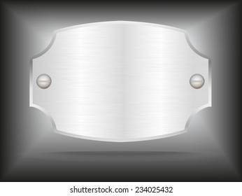 Vector metal steel plate with screws.Vector illustration