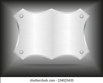 Vector metal steel plate with screws.Vector illustration