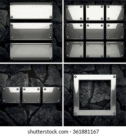 vector metal and stone background set