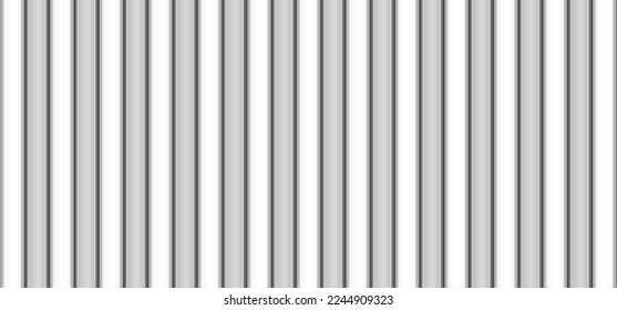 Vector metal striped roof coating sheet texture. Silver iron flooring tile seamless pattern. Grey roofing corrugated board background. Plastic siding repeat panels banner. Industrial metallic wall