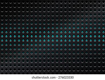 Vector metal surface dotted perforated carbon with blue dot background