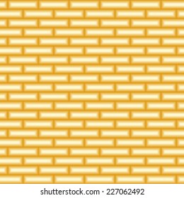 Vector metal texture. Golden abstract background. Golden brick wall seamless pattern.