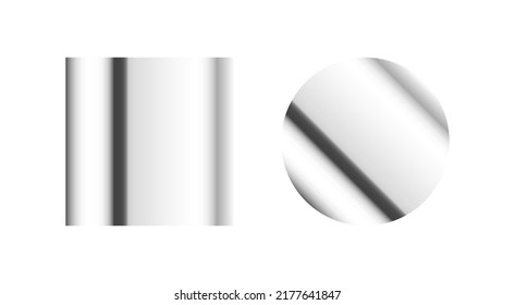 Vector metal texture isolated on white background. Square and circle chrome shape template. Steel realistic backdrop. Iron sheet illustration. Aluminium shiny wall. Silver glossy floor. Zinc mockup