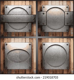 Vector metal and wood background set