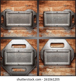 Vector metal and wood background set