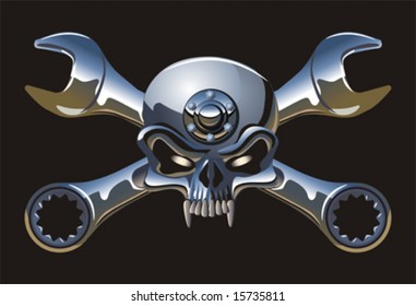 Vektormetall Jolly Roger. Weitere Cartoon-Illustrationen zum Transport finden Sie in meinem Portfolio.