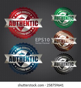 vector : metallic authentic high quality sticker, icon, label, sign, banner
