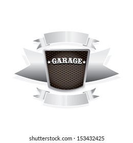 Vector metallic automotive, motorcycle badge with wings isolated on white. Signs and labels.