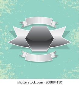 Vector metallic automotive, motorcycle badge with wings. Signs and labels.