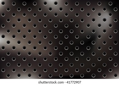 Vector metallic background with holes