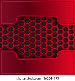 Vector metallic banner. Red metal plates