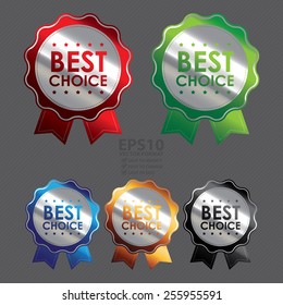 Vector : Metallic Best Choice Badge, Ribbon, Icon, Label, Banner, Tag or Sticker