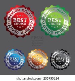 Vector : Metallic Best Choice Premium Quality Badge, Icon, Label, Banner, Tag or Sticker