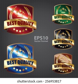 vector : metallic best quality shield sticker, badge, icon, label, banner, sign