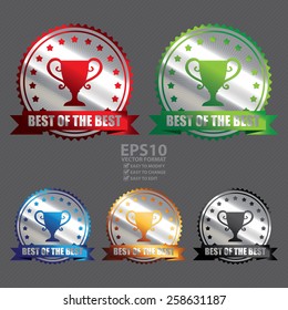 Vector : Metallic Best of The Best Ribbon, Badge, Icon, Sticker, Banner, Tag, Sign or Label