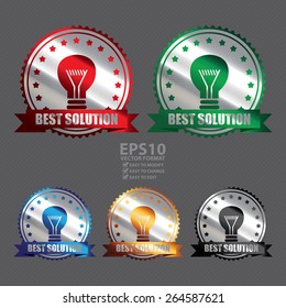 Vector : Metallic Best Solution Ribbon, Icon, Sticker, Banner, Tag, Sign or Label