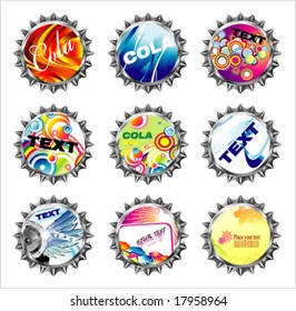 VECTOR metallic bottle caps with fantasy artistic design
