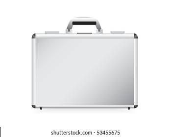 Vector metallic briefcase isolated on white background