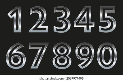 Vector metallic chrome numbers set.