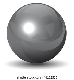 Vector metallic chrome sphere, ball glossy and shining.