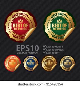 Vector : Metallic Circle Best Of The Best 2015 Best Quality Infographics Peeling Sticker, Label, Icon, Sign or Badge