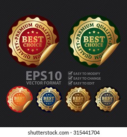 Vector : Metallic Circle Best Choice Premium Quality Infographics Peeling Sticker, Label, Icon, Sign or Badge