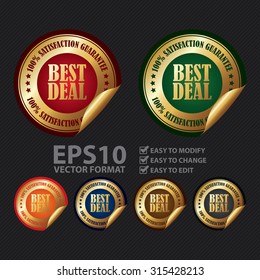Vector : Metallic Circle Best Deal 100% Satisfaction Guarantee Infographics Peeling Sticker, Label, Icon, Sign or Badge