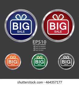 Vector : Metallic Circle Big Sale Promotion Campaign Infographics Icon or Label 