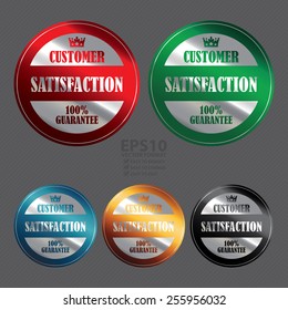 Vector : Metallic Circle Customer Satisfaction 100% Guarantee Icon, Label, Banner, Tag or Sticker