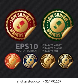 Vector : Metallic Circle Low Sodium Infographics Peeling Sticker, Label, Icon, Sign or Badge
