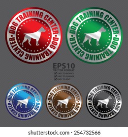 Vector : Metallic Circle Shape Dog Training Center Button, Icon, Label, Sign or Sticker