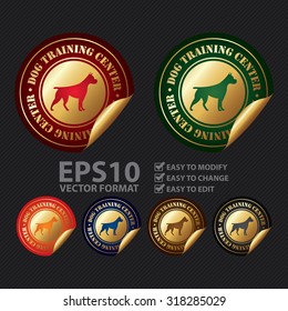 Vector : Metallic Dog Training Center Infographics Peeling Sticker, Label, Icon, Sign or Badge