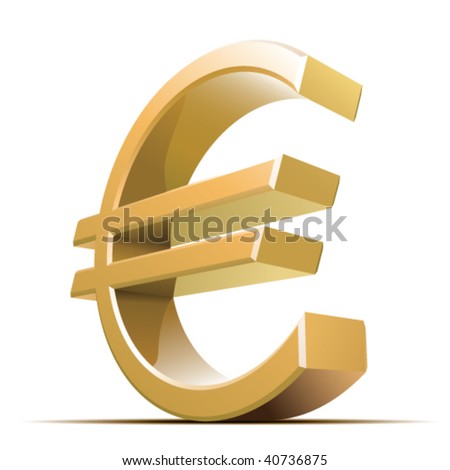 Vector metallic euro sign isolated on white background