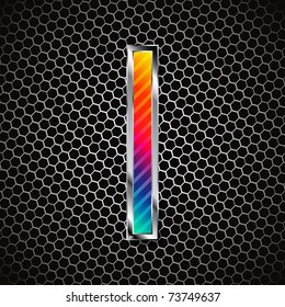 vector metallic font on a metal grid. Letter