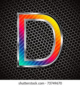 vector metallic font on a metal grid. Letter
