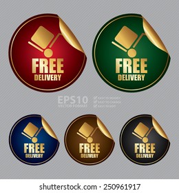 Vector : Metallic Free Delivery Sticker, Icon or Label
