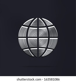 Vector metallic globe icon