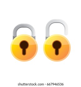 vector metallic gold lock open and lock closed icon isolated on white background. Safety of personal information and individual correspondence concept vector illustration