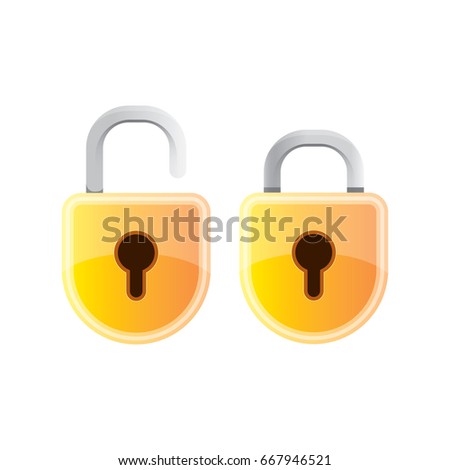 vector metallic gold lock open and lock closed icon isolated on white background. Safety of personal information and individual correspondence concept vector illustration