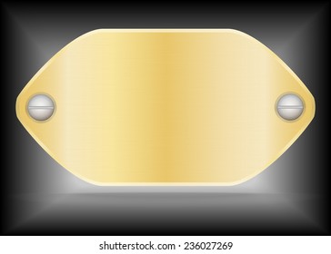Vector Metallic gold name plate or Gold label metal.Vector illustration