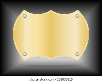 Vector Metallic gold name plate or Gold label metal.Vector illustration