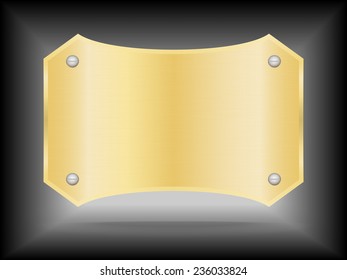 Vector Metallic gold name plate or Gold label metal.Vector illustration
