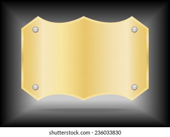 Vector Metallic gold name plate or Gold label metal.Vector illustration