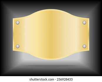 Vector Metallic gold name plate or Gold label metal.Vector illustration