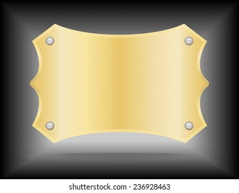 Vector Metallic gold name plate or Gold label metal.Vector illustration