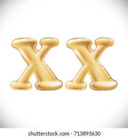 vector Metallic Gold XX Balloons, golden letter. new year, holiday, birthday, celebration. Golden shiny bright font in the air. art