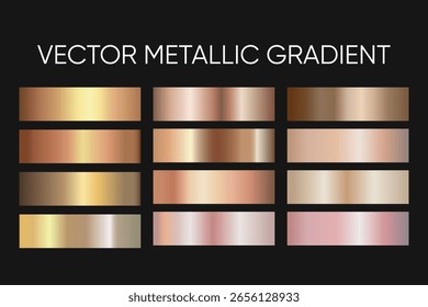 Vector metallic gradient set in gold, rose and champagne tones