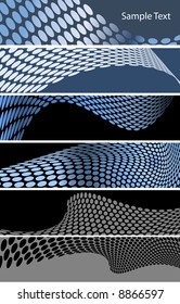 Vector - Metallic halftone retro dots banners forming a wave for background use.