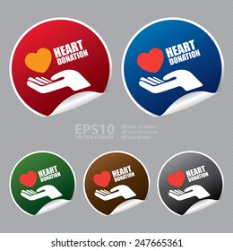 Vector : Metallic Heart Donation Sticker, Icon or Label