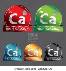 Vector : Metallic High Calcium Ribbon, Icon, Sticker, Banner, Tag, Sign or Label 